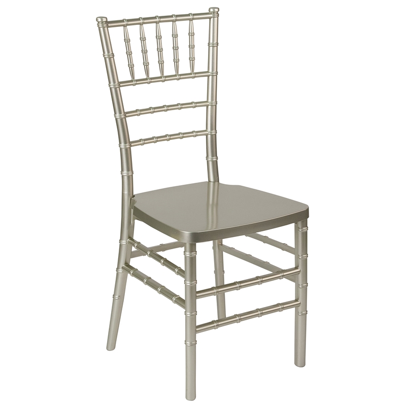 Bowery Hill Contemporary Premium Resin Stacking Chair in Champagne