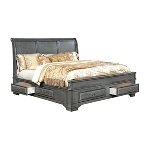 Bowery Hill Wood California King Storage Platform Bed in Gray