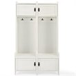 Bowery Hill Contemporary Wood Hall Tree in Distressed White (Set of 2)