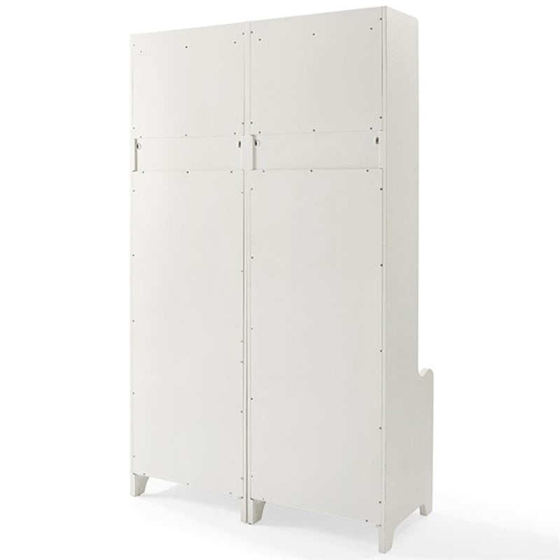 Bowery Hill Contemporary Wood Hall Tree in Distressed White (Set of 2)