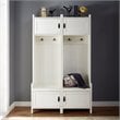 Bowery Hill Contemporary Wood Hall Tree in Distressed White (Set of 2)