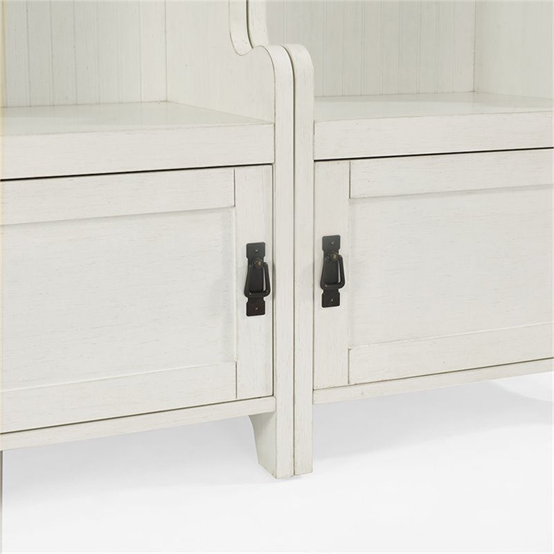 Bowery Hill Contemporary Wood Hall Tree in Distressed White (Set of 2)