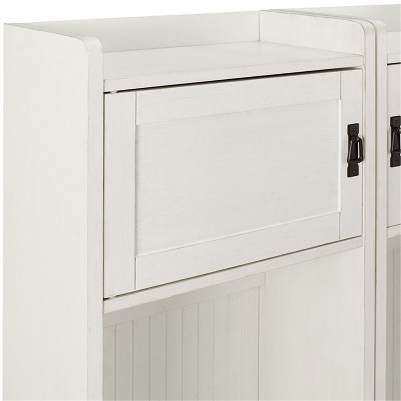 Bowery Hill Contemporary Wood Hall Tree in Distressed White (Set of 2)