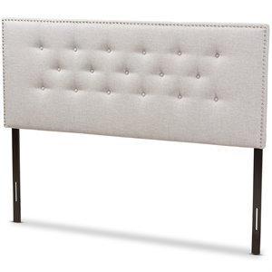 Bowery Hill Contemporary Tufted King Panel Headboard in Grayish Beige