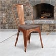 Bowery Hill Metal Dining Side Chair in Copper and Wood Grain