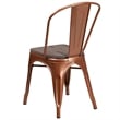 Bowery Hill Metal Dining Side Chair in Copper and Wood Grain