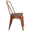 Bowery Hill Metal Dining Side Chair in Copper and Wood Grain
