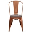 Bowery Hill Metal Dining Side Chair in Copper and Wood Grain