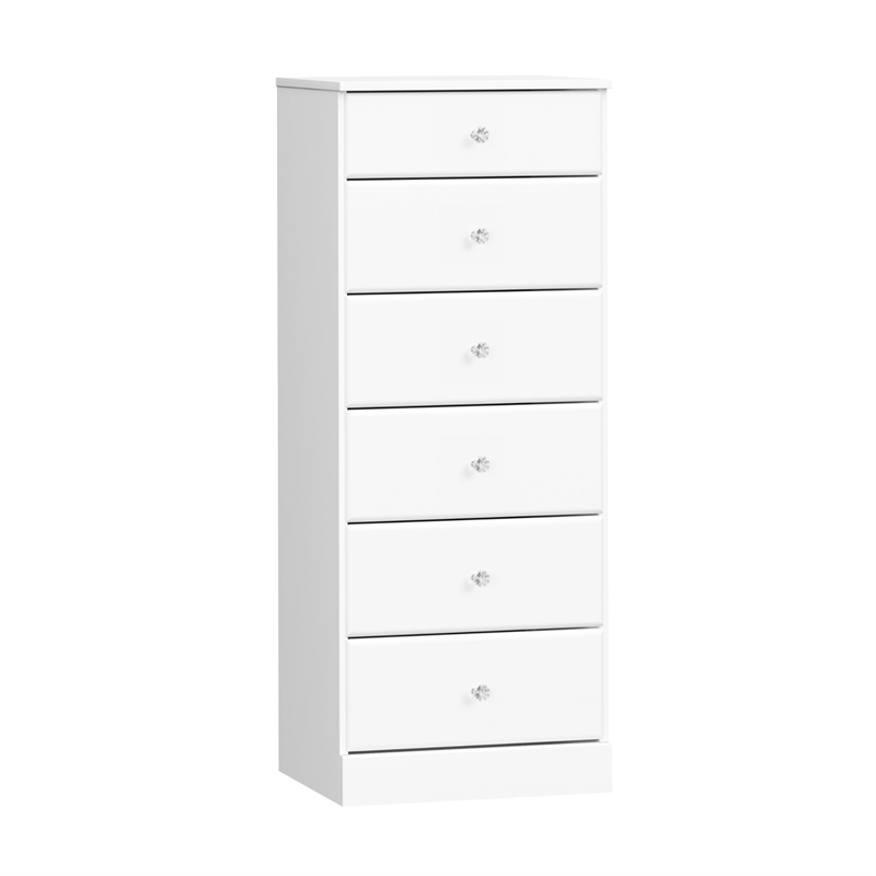 Bowery Hill Contemporary 6 Drawer Tall Chest in White Finish