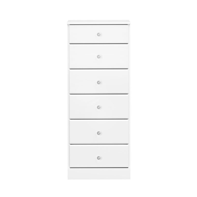 Bowery Hill Contemporary 6 Drawer Tall Chest in White Finish