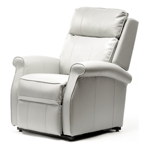 bowery hill dove white faux leather traditional recliner and lift chair