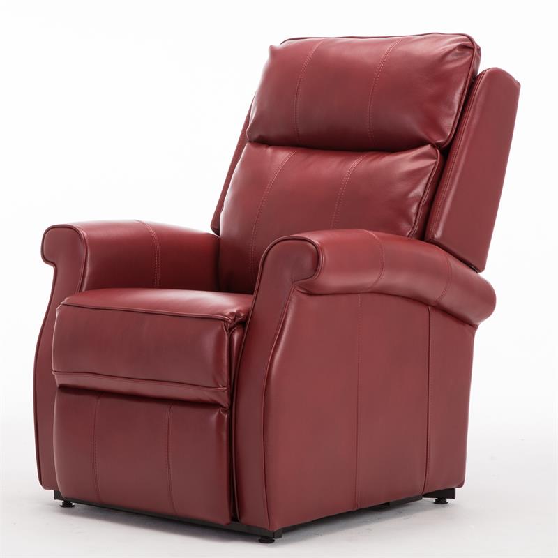Bowery Hill Traditional Red Faux Leather Traditional Lift Chair