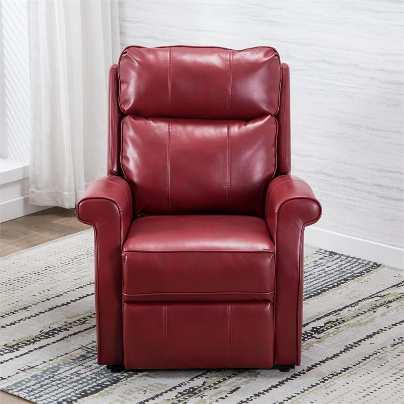 Bowery Hill Traditional Red Faux Leather Traditional Lift Chair