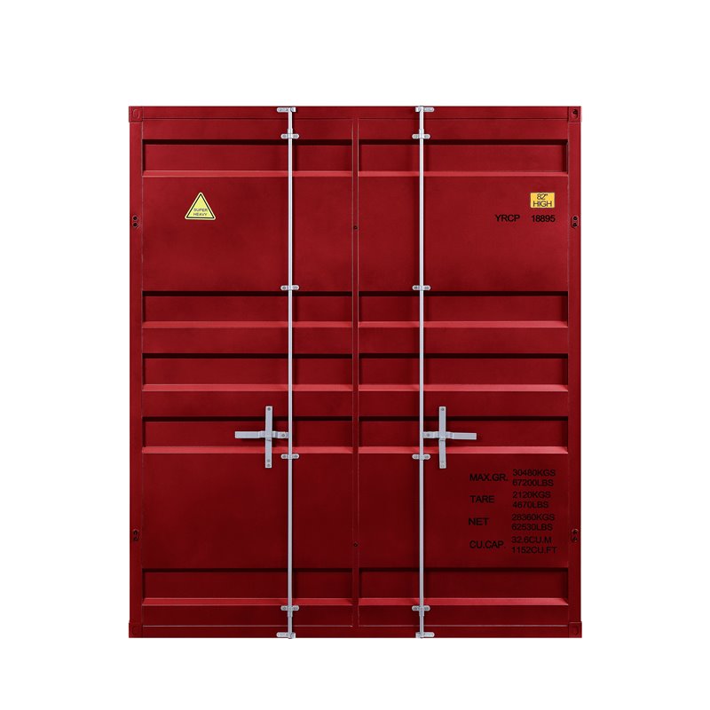 Bowery Hill Contemporary Full over Full Bunk Bed in Red Finish