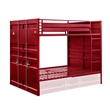 Bowery Hill Contemporary Full over Full Bunk Bed in Red Finish