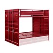 Bowery Hill Contemporary Full over Full Bunk Bed in Red Finish
