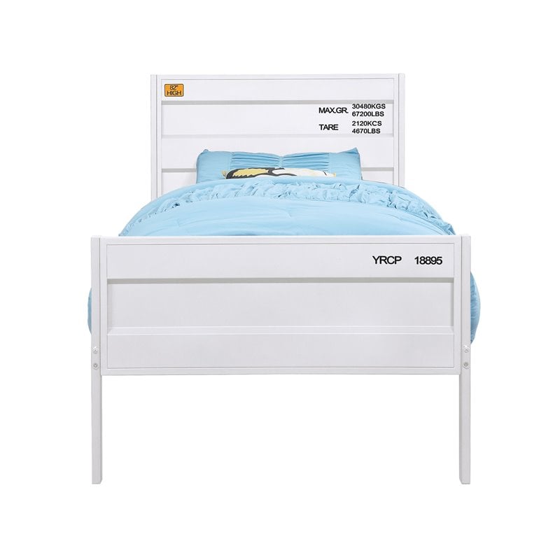 Bowery Hill Contemporary Full Panel Kids Bed in White Finish