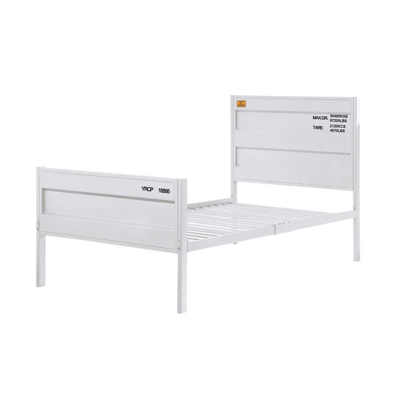 Bowery Hill Contemporary Full Panel Kids Bed in White Finish