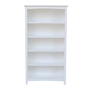 Bowery Hill Shaker Solid Parawood Bookcase - 60&quotH in White Finish