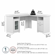 Bowery Hill 60W L Desk with Storage in White - Engineered Wood