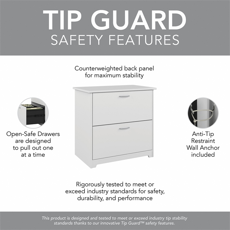 Bowery Hill 2 Drawer Lateral File Cabinet in White - Engineered Wood