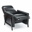 Bowery Hill Mid-Century Black Faux Leather Manual Push Back Recliner