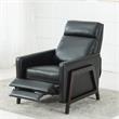 Bowery Hill Mid-Century Black Faux Leather Manual Push Back Recliner