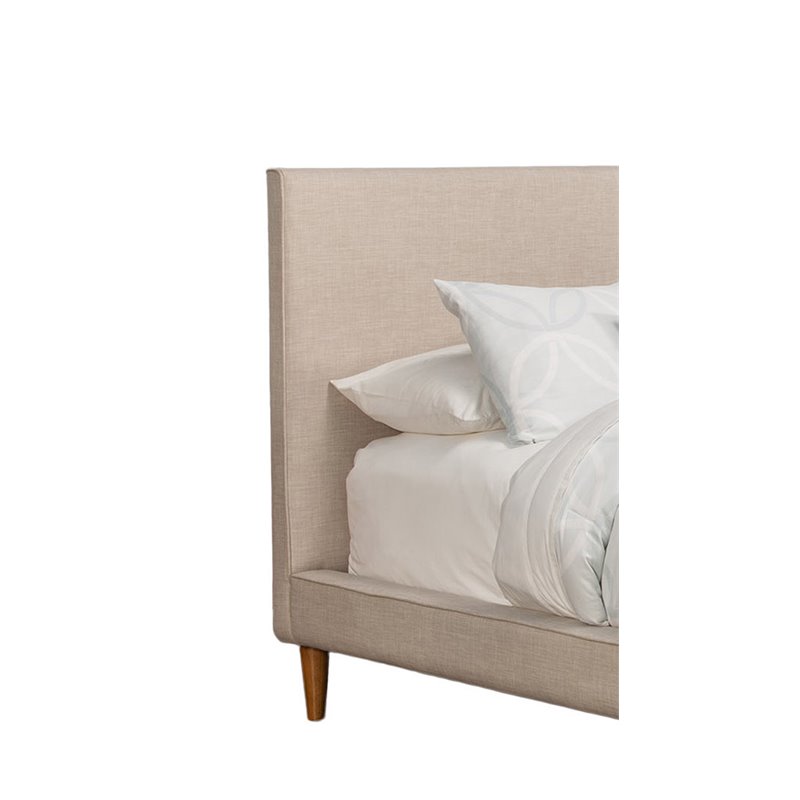 Bowery Hill Mid-Century Fabric Queen Upholstered Platform Bed in Light Gray