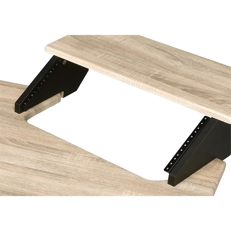 Bowery Hill Wooden 4-Shelf Music Recording Studio Desk in Natural Oak