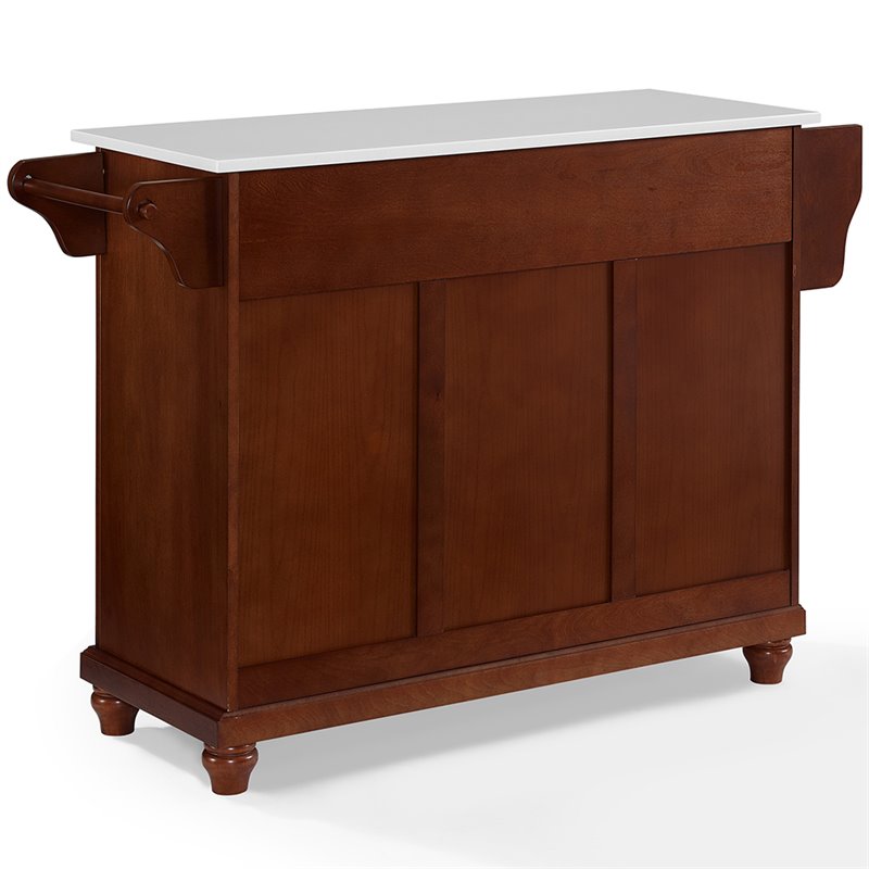 Bowery Hill Transitional Wood Granite Top Kitchen Island in Mahogany