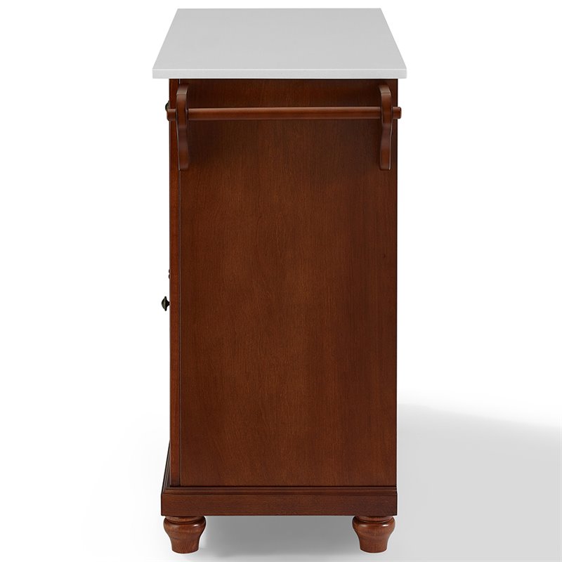 Bowery Hill Transitional Wood Granite Top Kitchen Island in Mahogany