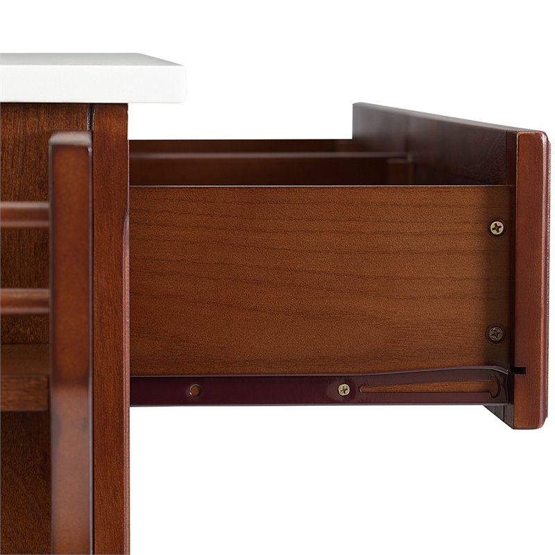 Bowery Hill Transitional Wood Granite Top Kitchen Island in Mahogany