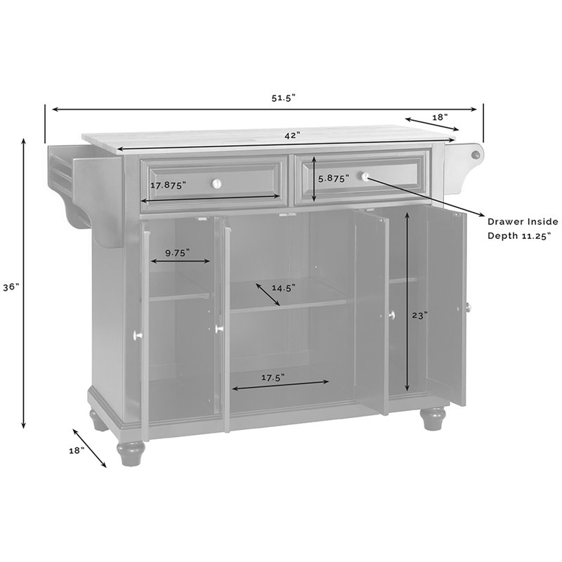 Bowery Hill Transitional Wood Granite Top Kitchen Island in Mahogany