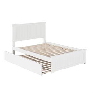 Bowery Hill Solid Wood Full Platform Bed with Full Trundle in White