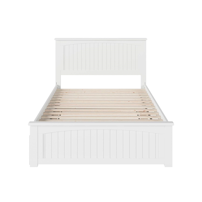 Bowery Hill Solid Wood Full Platform Bed with Full Trundle in White