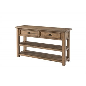 Bowery Hill Farmhouse Solid Wood 2 Drawer Sofa Console Table Natural