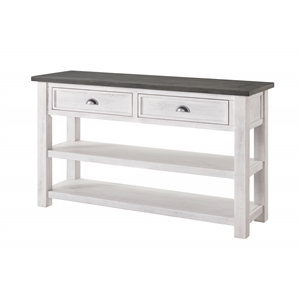 Bowery Hill Farmhouse Wood 2 Drawer Sofa Console Table White and Gray