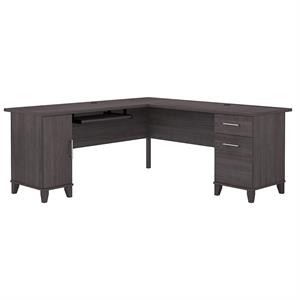 bowery hill transitional 72w l shaped desk with storage in storm gray