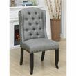 Bowery Hill Fabric Tufted Side Chair in Light Gray (Set of 2)