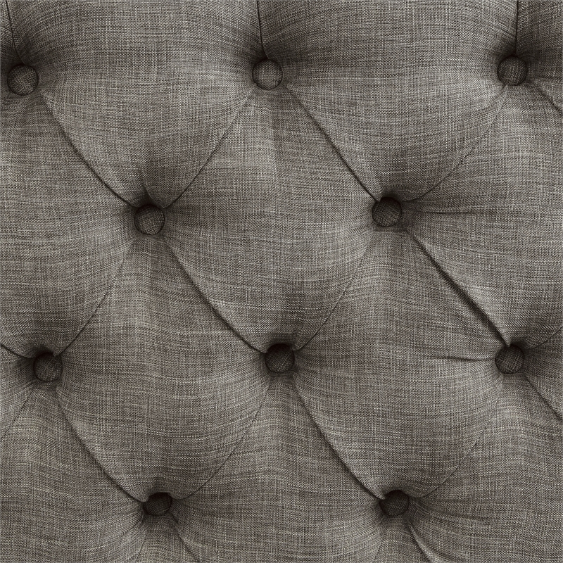 Bowery Hill Fabric Tufted Side Chair in Light Gray (Set of 2)
