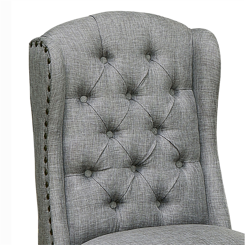Bowery Hill Fabric Tufted Side Chair in Light Gray (Set of 2)