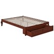 Bowery Hill Modern Solid Wood Queen Bed with Foot Drawer in Walnut