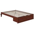 Bowery Hill Modern Solid Wood Queen Bed with Foot Drawer in Walnut