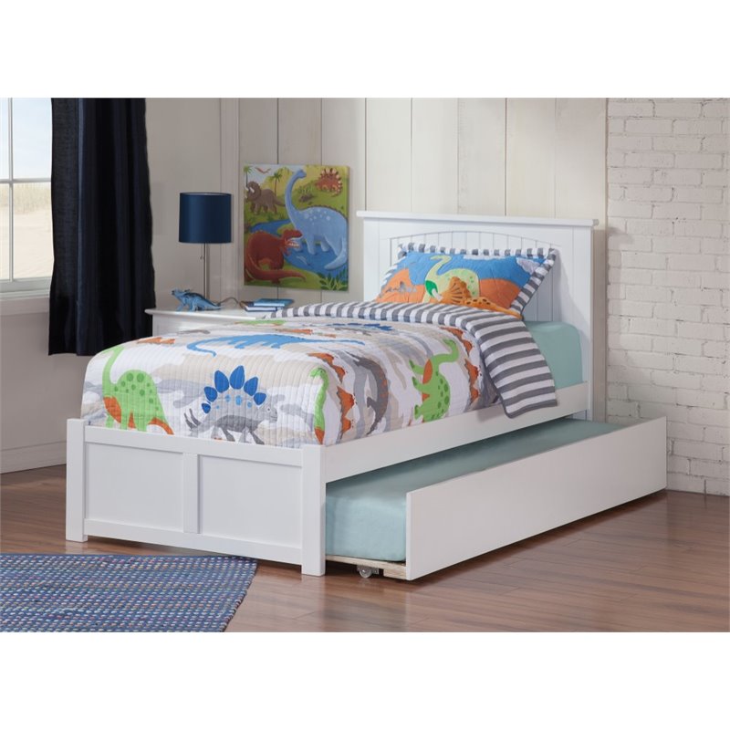Bowery Hill Twin XL Solid Wood Platform Bed with Twin XL Trundle in White