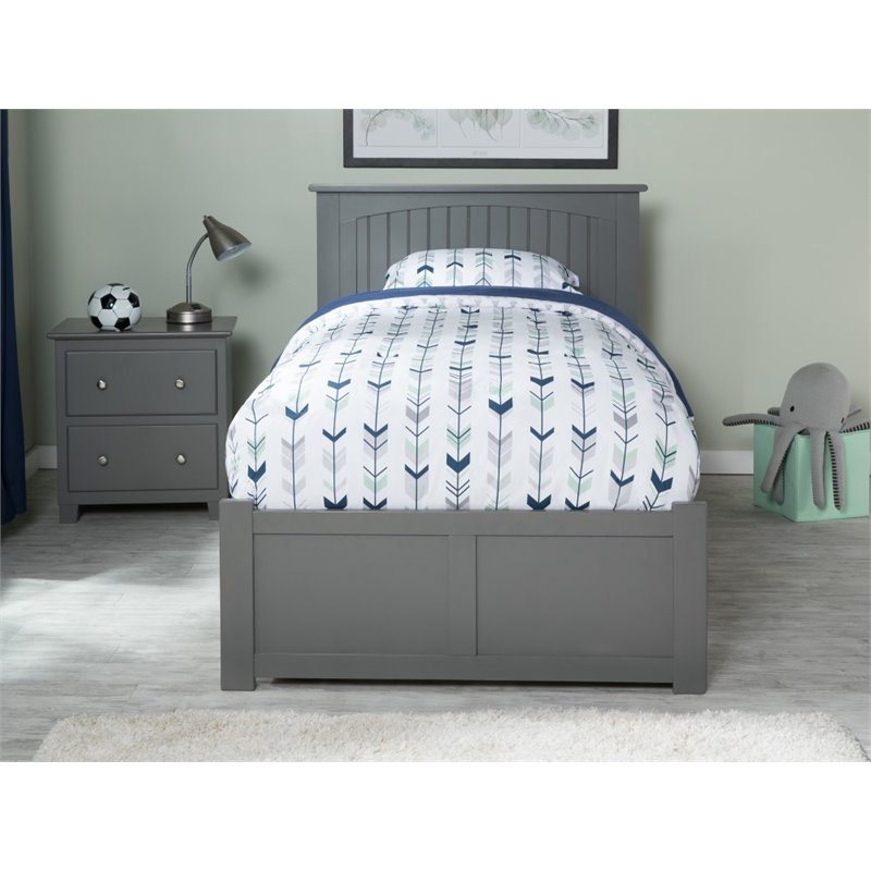 Bowery Hill Twin XL Solid Wood Bed with Twin XL Trundle in Grey