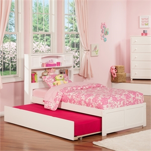 Bowery Hill Twin XL Solid Wood Bed with Twin XL Trundle in White