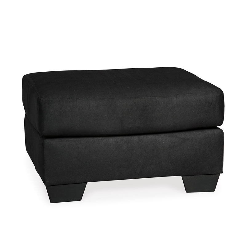 Bowery Hill Contemporary Firmly Cushioned Polyester Upholstered Ottoman in Black