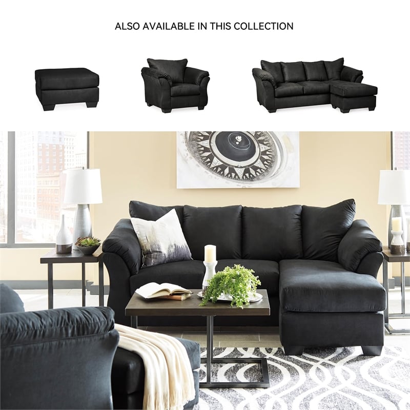 Bowery Hill Contemporary Firmly Cushioned Polyester Upholstered Ottoman in Black