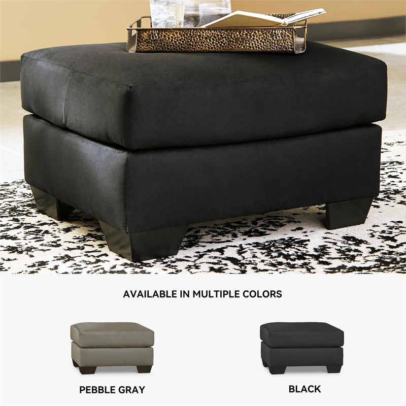 Bowery Hill Contemporary Firmly Cushioned Polyester Upholstered Ottoman in Black