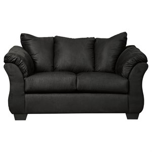 Bowery Hill Contemporary Polyester Upholstered Loveseat in Black